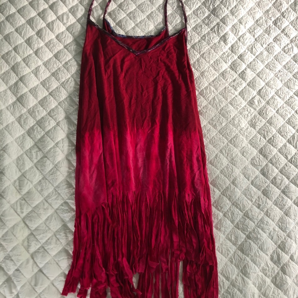 Buckle tie dye fringe  tank top